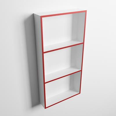 MONDIAZ EASY Nis 59,5x29,5cm in solid surface kleur Fire | Talc. 3 vakken geschikt voor in- of opbouw MONDIAZ EASY Nis 59,5x29,5cm in solid surface kleur Fire | Talc. 3 vakken geschikt voor in- of opbouw