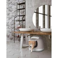 UNITED PETS Minù Kattenbak/kattenbak met deksel, gemaakt in Italië, met schep en filter, groen/wit, gesloten hygiënische kattenbak - thumbnail
