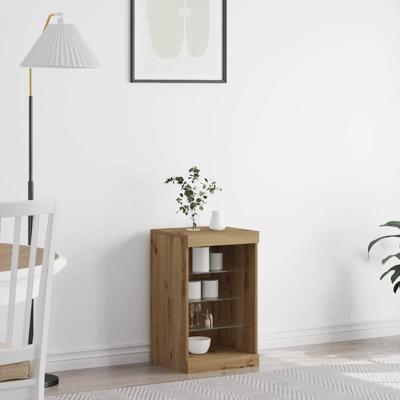 Dressoir artisanaal eikenkleurig 41 x 37 x 67 cm Bewerkt hout