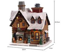Lemax thicket falls cabin kersthuisje Vail Village met rokende schoorsteen 2021 - thumbnail