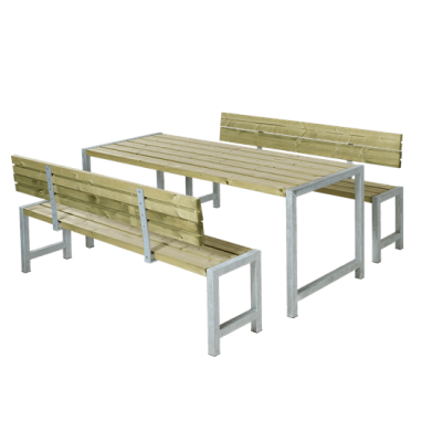 Picknickset Modern Geimpregneerd Hout 2 Rugleuningen