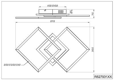 Trio Vierkante plafonnièreVenida 57cm zwart - R62793132