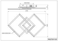 Trio Vierkante plafonnièreVenida 57cm zwart - R62793132 - thumbnail