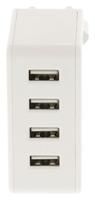Lader 4-Uitgangen 4.8 A USB Wit - thumbnail