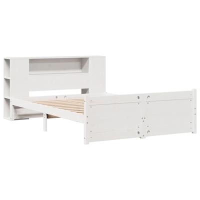 Bed met boekenkast zonder matras grenenhout wit 160x200 cm - thumbnail