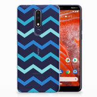 Nokia 3.1 Plus TPU bumper Zigzag Blauw - thumbnail