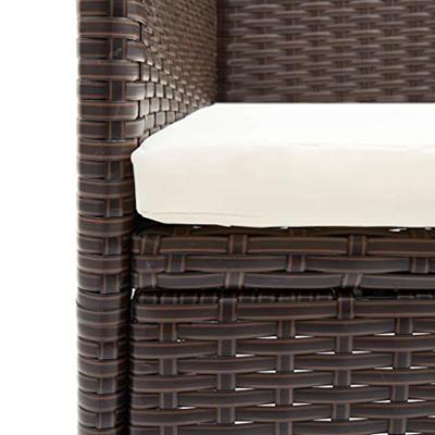 7-delige Tuinset met kussens poly rattan bruin