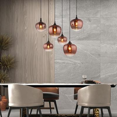 Globo Zwarte hanglampMaxy met rood glas 6-lichts - 15548-6HG