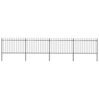 Tuinhek met speren bovenkant 6,8x1,2 m staal zwart - thumbnail