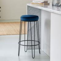 Light & Living Kruk 'Alice' (zithoogte 73cm) Velvet, kleur Donkerblauw - thumbnail