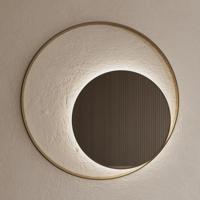 Spiegel Gliss Design Kosmos Mat Goud Rond met Frame en Indirecte LED Verlichting 90 cm - thumbnail