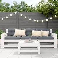 Tuinvoetenbank 62x30x32 cm massief grenenhout wit - thumbnail