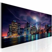 Schilderij - New York: Donkere Stad , multi kleur, print op echt Italiaans canvas, 2 maten, wanddecoratie, Big Apple - thumbnail