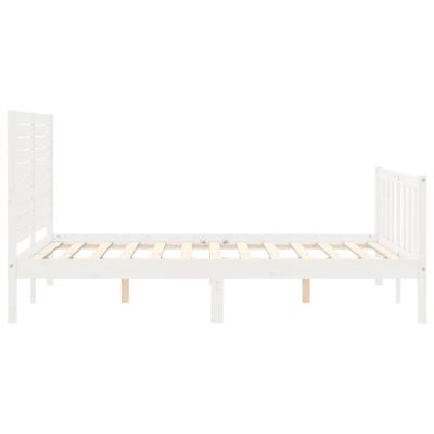 Bedframe met hoofdbord massief hout wit - thumbnail