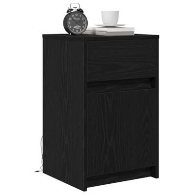 LED Bedside Kast Zwart eiken 38 x 34 x 61 cm Spaanplaat LED Bedside Kast Zwart eiken 38 x 34 x 61 cm Spaanplaat