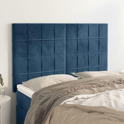 Hoofdborden 4 st 72x5x78/88 cm fluweel donkerblauw