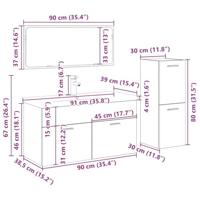 4-delige Badkamermeubelset bewerkt hout oud houtkleurig - thumbnail