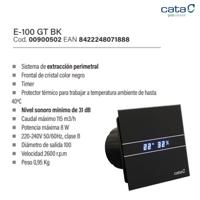 Badkamer Ventilator Cata E-100 GB 100 mm 8W Zwart - thumbnail