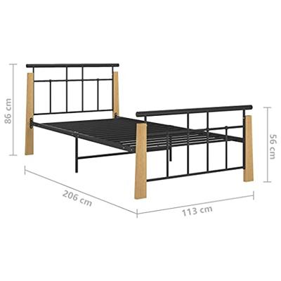 Bedframe metaal en massief eikenhout 100x200 cm Bedframe metaal en massief eikenhout 100x200 cm