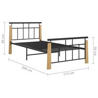 Bedframe metaal en massief eikenhout 100x200 cm - thumbnail