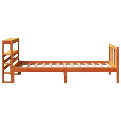 Bedframe met hoofdbord massief grenenhout wasbruin 75x190 cm Bedframe met hoofdbord massief grenenhout wasbruin 75x190 cm