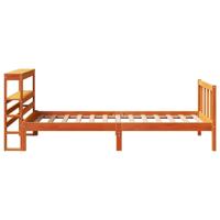 Bedframe met hoofdbord massief grenenhout wasbruin 75x190 cm - thumbnail