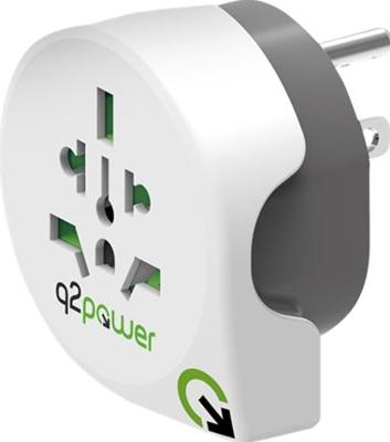 Q2 Power | World to USA | Universal-Reiseadapter mit Erdungsstecker | KID SAFE Stoßschutz | Spannung und Leistung 100V-1500W / 125V-1875W