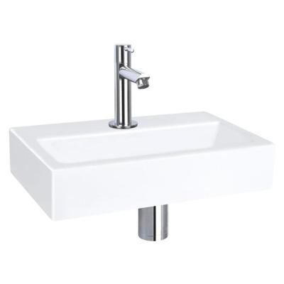 QeramiQ Fuente fonteinset - 38x24cm - 1 kraangat - keramiek - fonteinkraan chroom - glans wit SW696234/SW696209/SW696219/SW21912