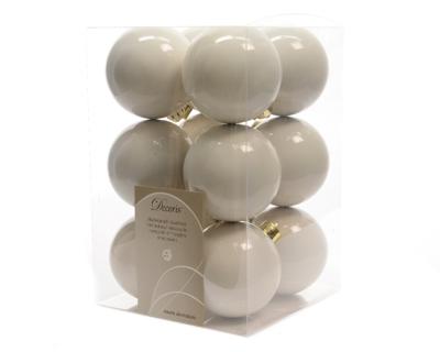 12 Kerstballen plastic emaille 60mm wolwit KSD - Ksd