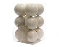 12 Kerstballen plastic emaille 60mm wolwit KSD - Ksd - thumbnail