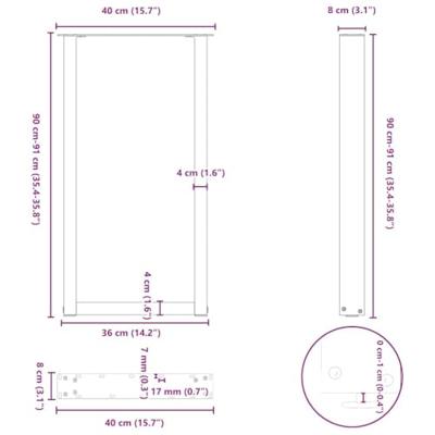 Bartafelpoten 2 st U-vormig 40x(90-91) cm staal zwart