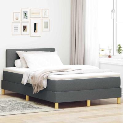 Boxspringbed met Matras Donkergrijs 120x190 cm Stof