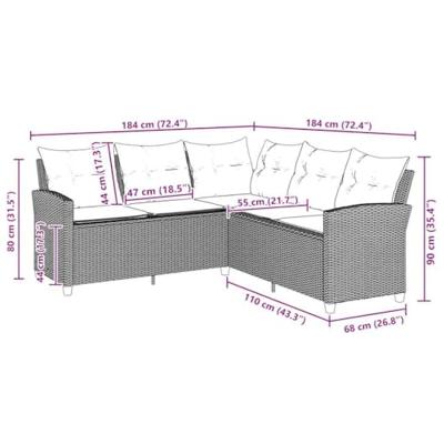 Loungebank met kussens L-vormig poly rattan grijs Loungebank met kussens L-vormig poly rattan grijs