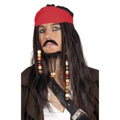 Boland Pruik tobias met bandana, snor en baard