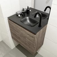 MONDIAZ OLAN 60cm toiletmeubel dark brown. LEX wastafel urban rechts 1 kraangat - thumbnail