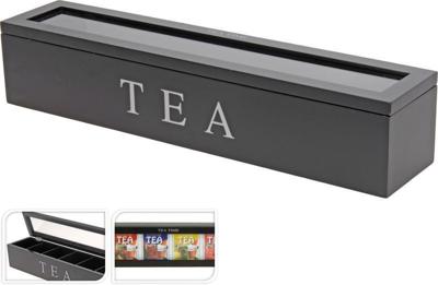 Theedoos zwart 6-vaks