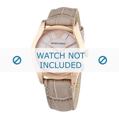 Horlogeband Armani AR1670 Leder Beige 18mm