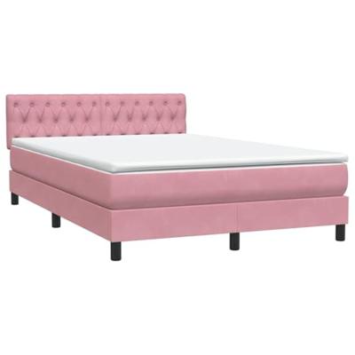 Boxspring met matras fluweel roze 140x210 cm