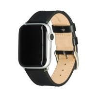 DBramante1928 Copenhagen Apple Watch 42/44/45 mm Leren Bandje Zwart/Zilver - thumbnail