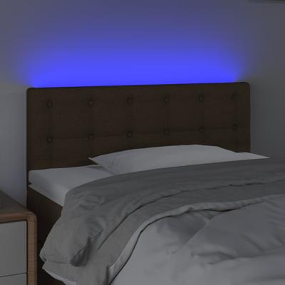 Hoofdbord LED 90x5x118/128 cm stof donkerbruin