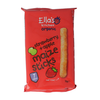 Maize sticks aardbei/appel 7+ maanden bio 16 Gram