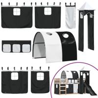 Stapelbed met glijbaan en gordijnen wit en zwart 80x200 cm - thumbnail