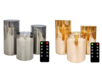 3 FlinQ LED Kaarsen met Bewegende Vlam in Smoked Glass - thumbnail