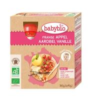 Babybio Appel aardbei vanille 90 gr bio (4 st) - thumbnail