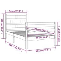Bedframe massief hout 90x190 cm - thumbnail