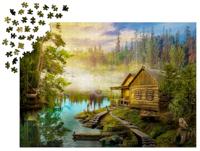 A Log Cabin on the River Puzzel 1000 Stukjes - thumbnail