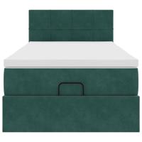 Ottoman bed met matras 100x200 cm fluweel donkergroen - thumbnail