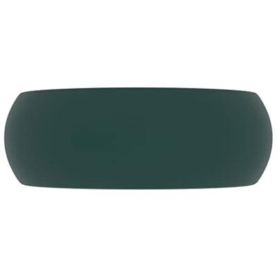 Wastafel rond 40x15 cm keramiek mat donkergroen - thumbnail