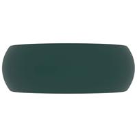 VidaXL Wastafel rond 40x15 cm keramiek mat donkergroen - thumbnail