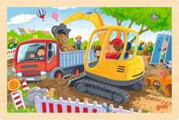 Goki houten legpuzzel graafmachine, 24st. - thumbnail